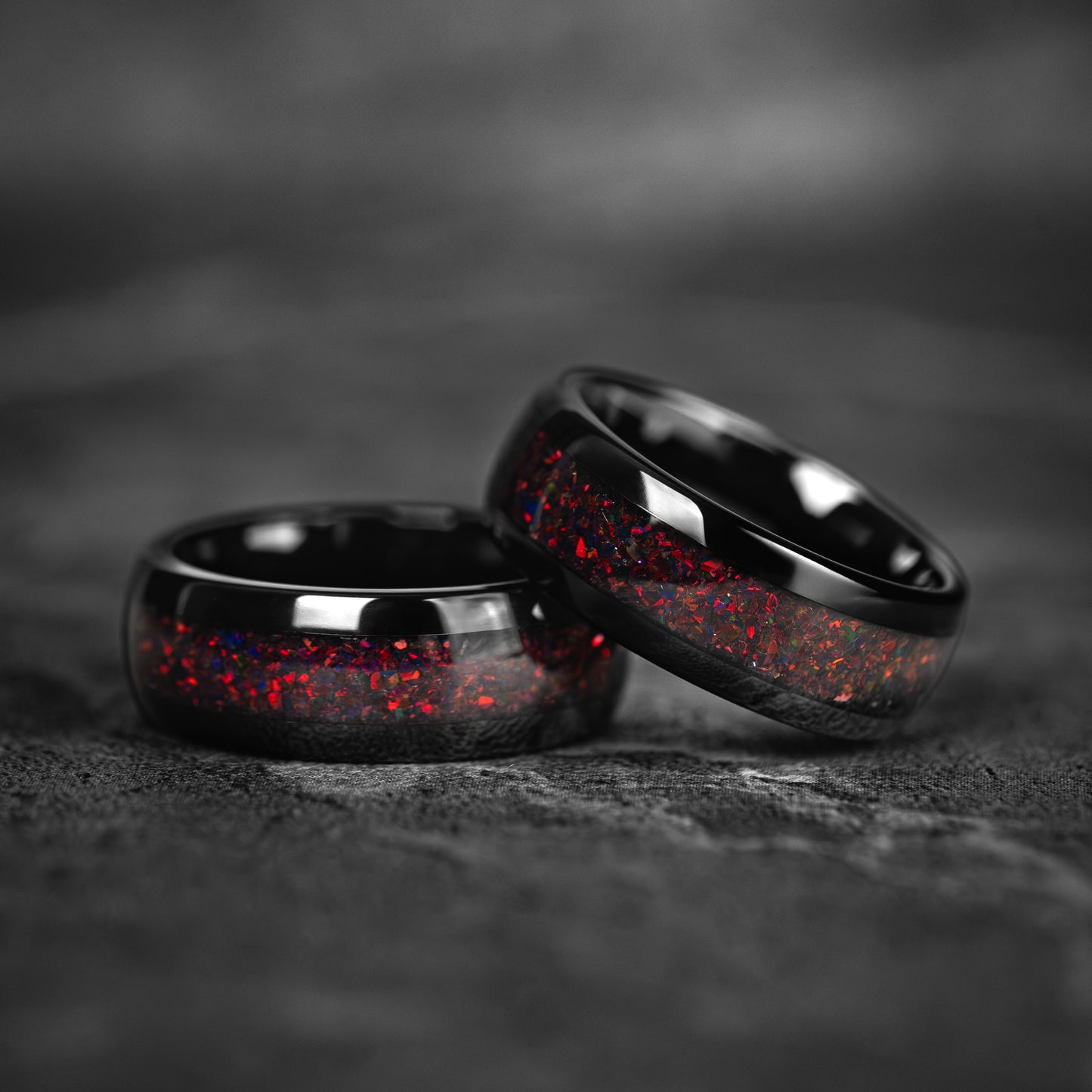 CRIMSON EMBER - Black Garnet Tungsten Ring
