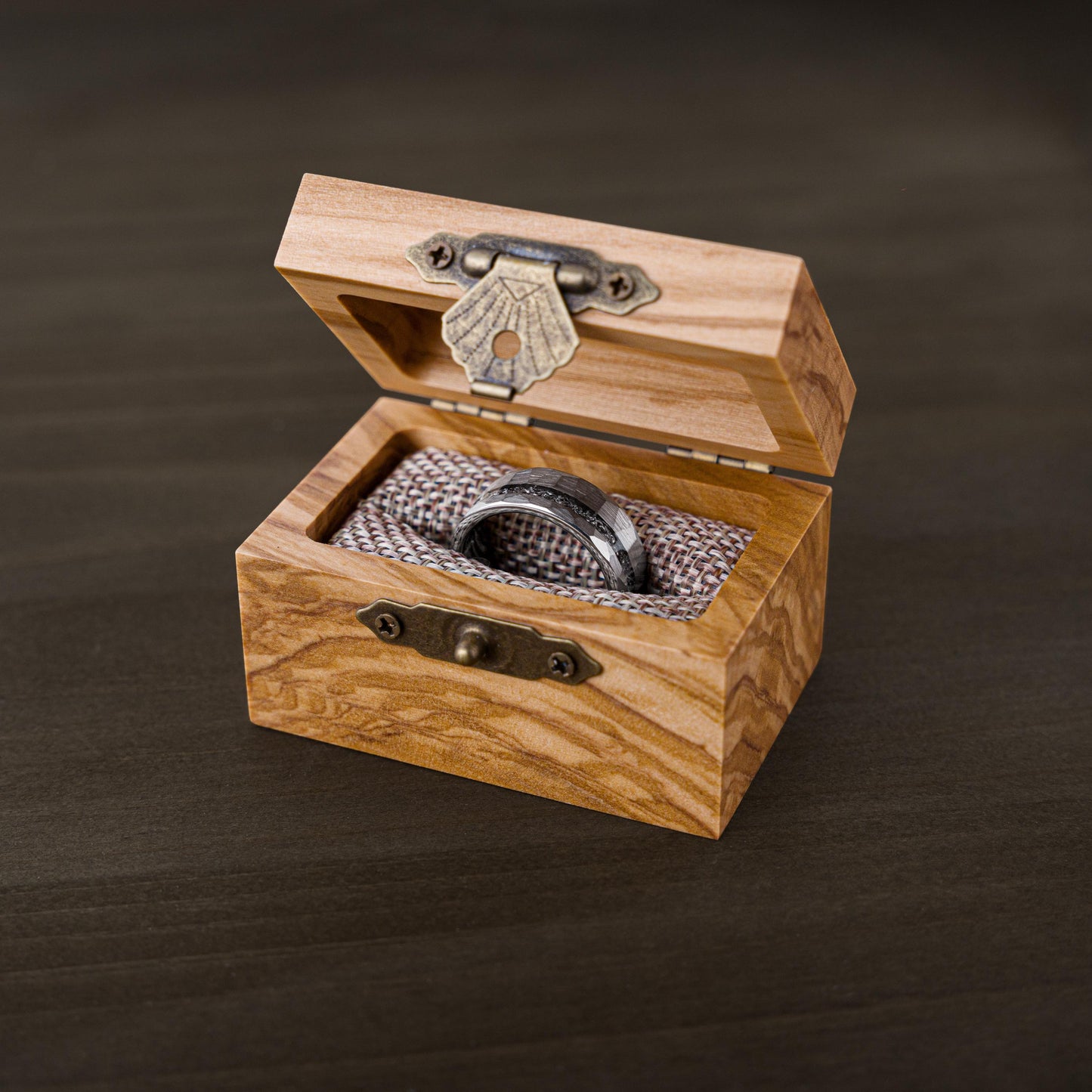 HAMMERED BIRCH - Hammered Meteorite Tungsten Mens Wedding Band