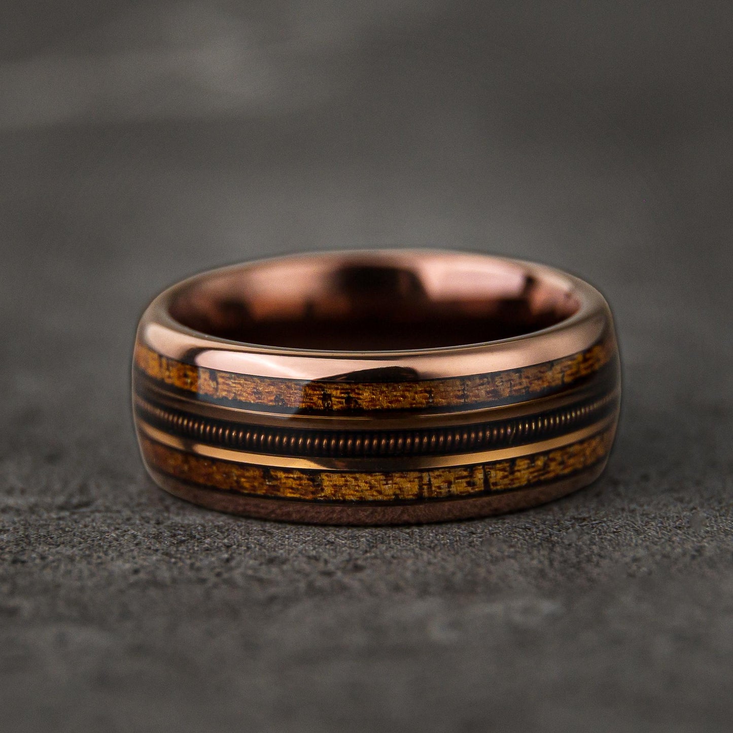 GUITAR HEROES - Guitar String Whiskey Barrel Mens Wedding Ring