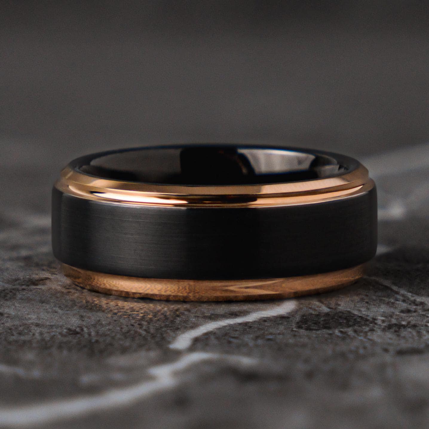 SILENT STATEMENT - Gold and Black Unique Tungsten Promise Wedding Ring