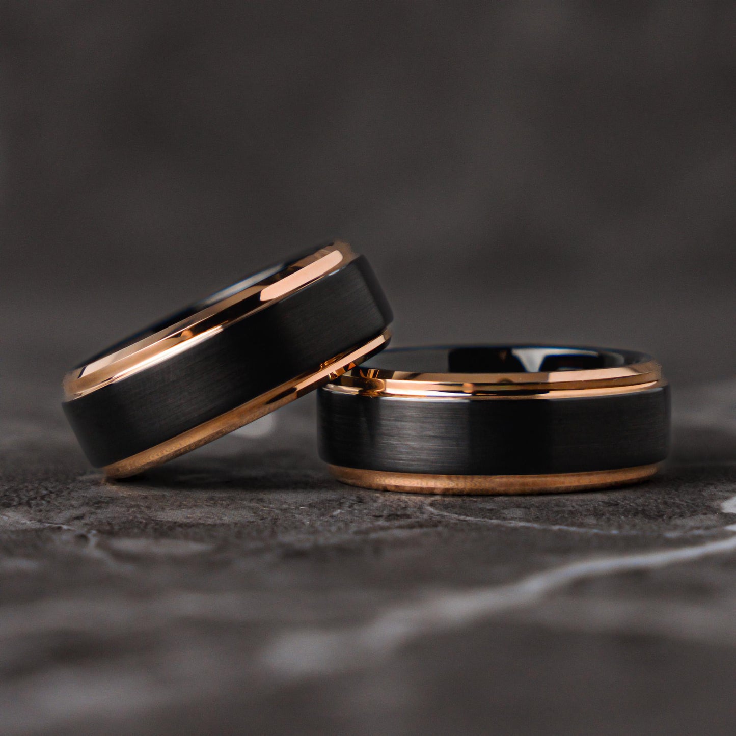 SILENT STATEMENT - Gold and Black Unique Tungsten Promise Wedding Ring