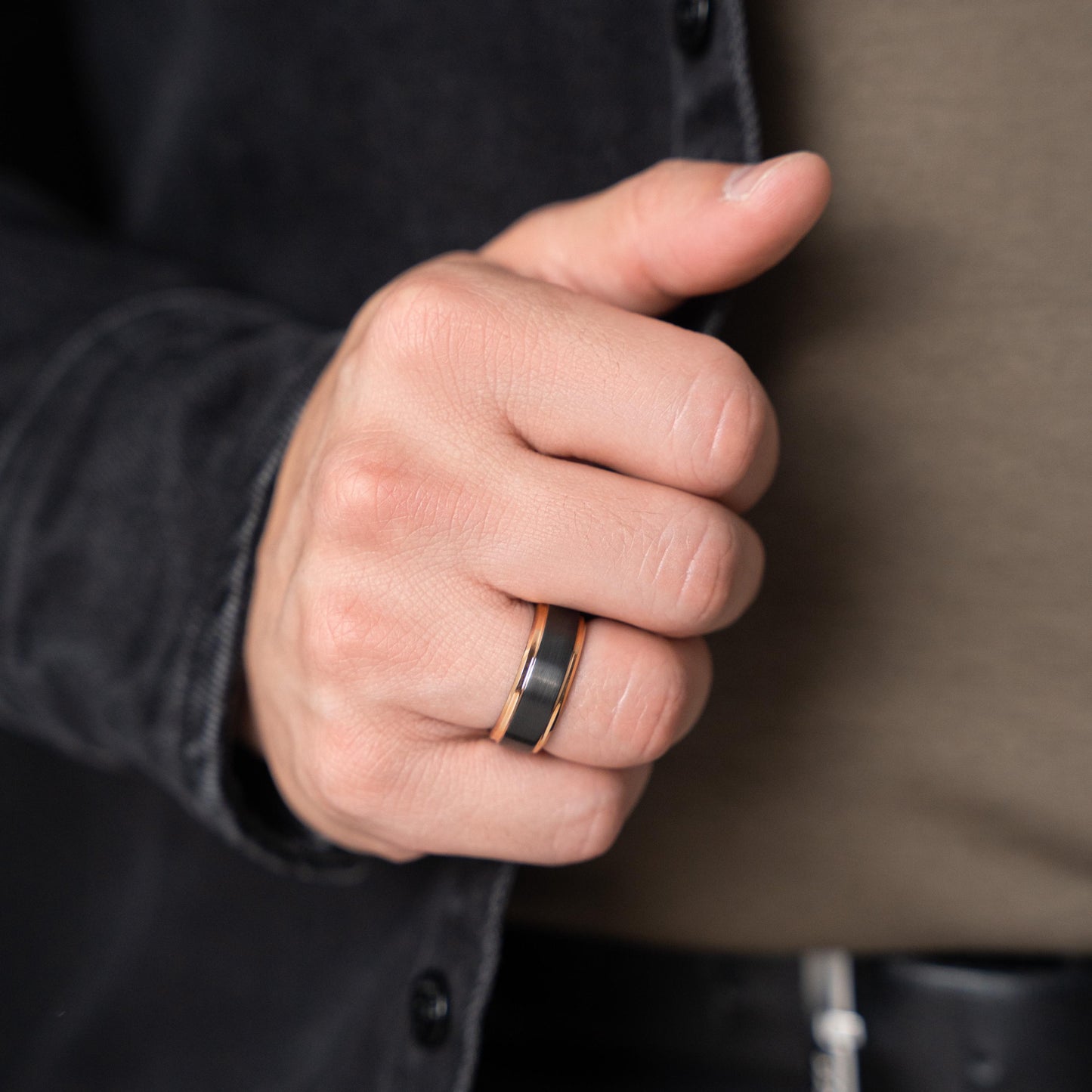 SILENT STATEMENT - Gold and Black Unique Tungsten Promise Wedding Ring