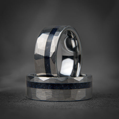 SAPPHIRE HORIZON - Dark Blue Sapphire Unique Wedding Band