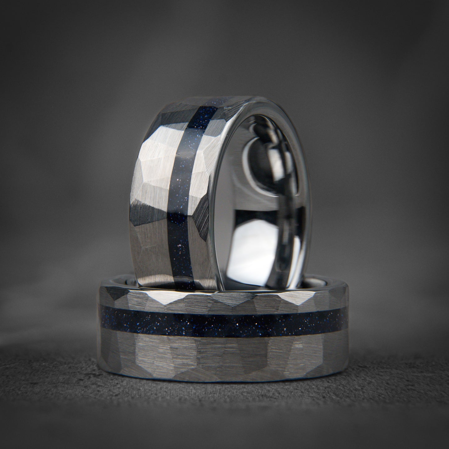SAPPHIRE HORIZON - Dark Blue Sapphire Unique Wedding Band