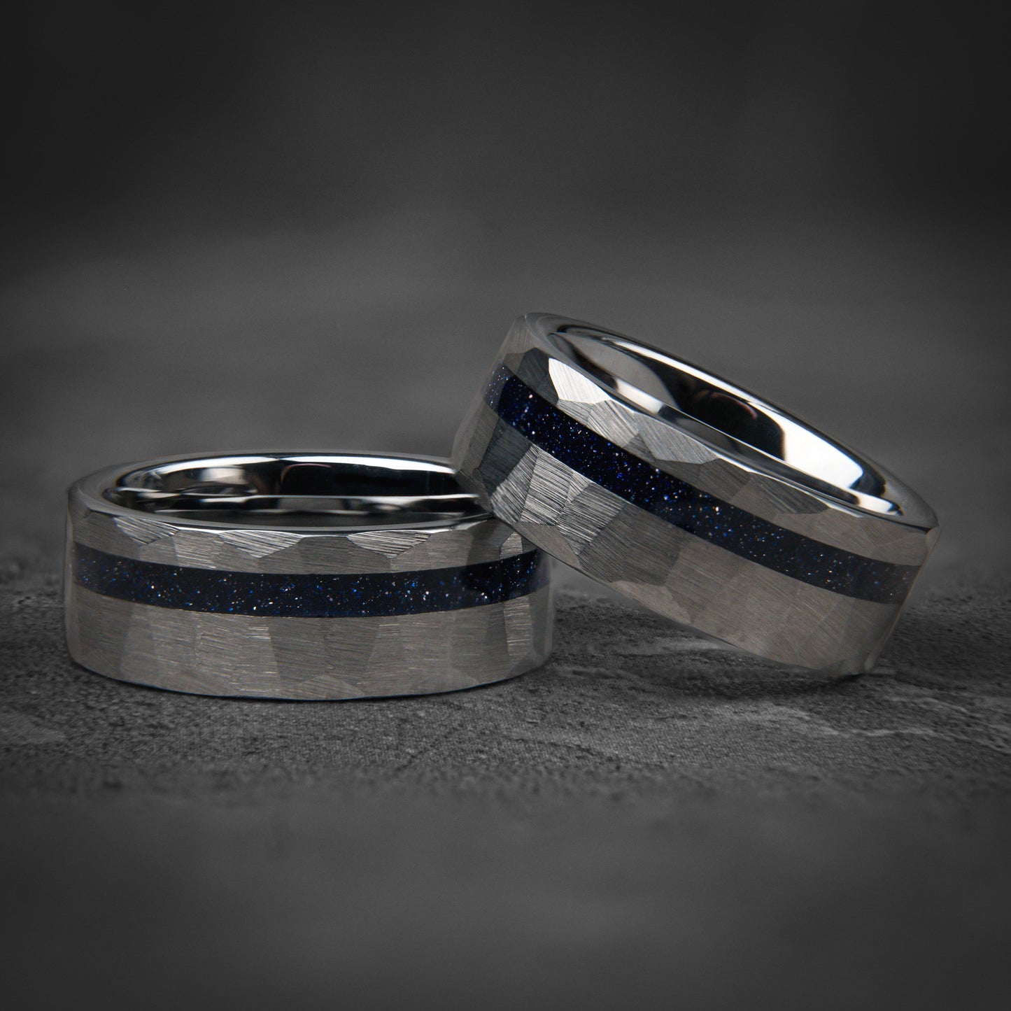 SAPPHIRE HORIZON - Dark Blue Sapphire Unique Wedding Band