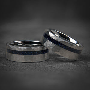 SAPPHIRE HORIZON - Dark Blue Sapphire Unique Wedding Band
