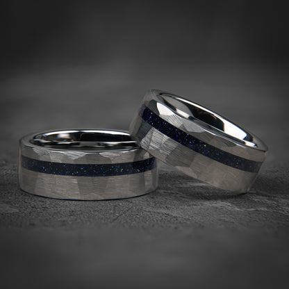 SAPPHIRE HORIZON - Dark Blue Sapphire Unique Wedding Band
