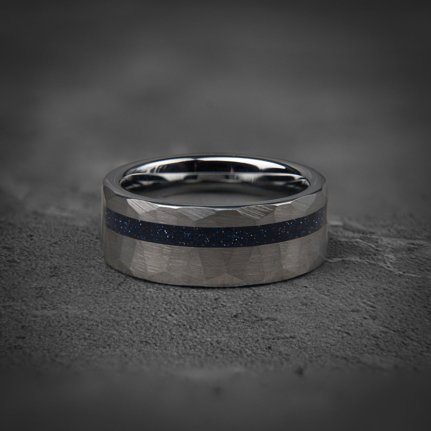 SAPPHIRE HORIZON - Dark Blue Sapphire Unique Wedding Band