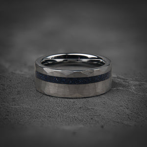 SAPPHIRE HORIZON - Dark Blue Sapphire Unique Wedding Band