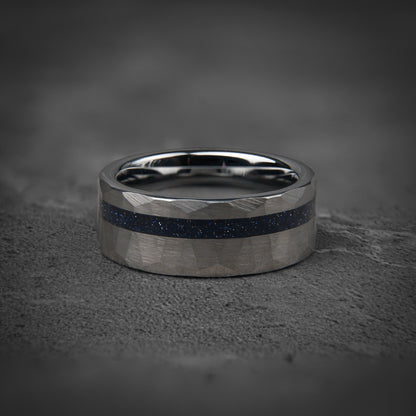 SAPPHIRE HORIZON - Dark Blue Sapphire Unique Wedding Band