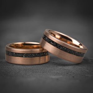 EMBERSTONE - Brushed Rose Gold Tungsten Wedding Band