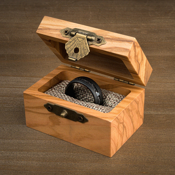 Shadow Vein - Black Crushed Meteorite Tungsten Ring