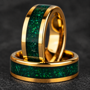 Jade Sovereign - 8mm Yellow Gold Tungsten & Green Jade Ring