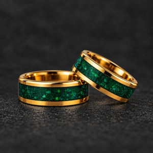 Jade Sovereign - 8mm Yellow Gold Tungsten & Green Jade Ring
