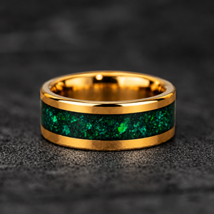 Jade Sovereign - 8mm Yellow Gold Tungsten & Green Jade Ring