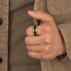 Jade Sovereign - 8mm Yellow Gold Tungsten & Green Jade Ring
