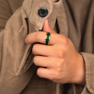 Jade Sovereign - 8mm Yellow Gold Tungsten & Green Jade Ring