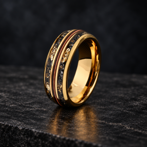 Astral Chord — Meteorite, Gold Leaf & Guitar String Ring
