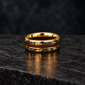 Astral Chord — Meteorite, Gold Leaf & Guitar String Ring