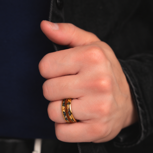Astral Chord — Meteorite, Gold Leaf & Guitar String Ring