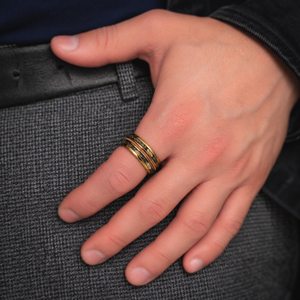 Astral Chord — Meteorite, Gold Leaf & Guitar String Ring