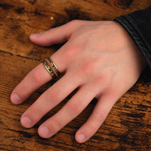 Astral Chord — Meteorite, Gold Leaf & Guitar String Ring