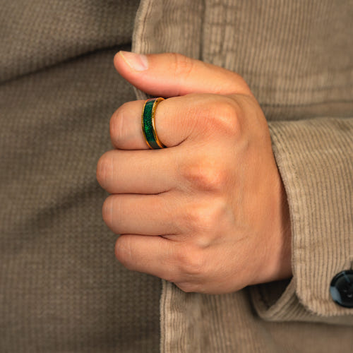 Verdant Crown – Jade & Gold Tungsten Ring