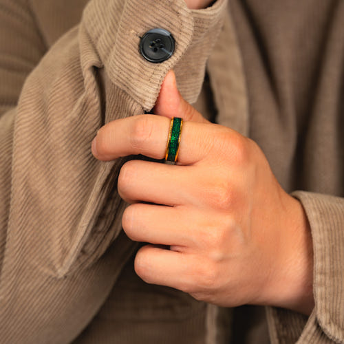 Verdant Crown – Jade & Gold Tungsten Ring