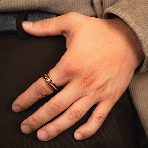 Sonata Forge - Light Rose Gold Tungsten Guitar String Ring