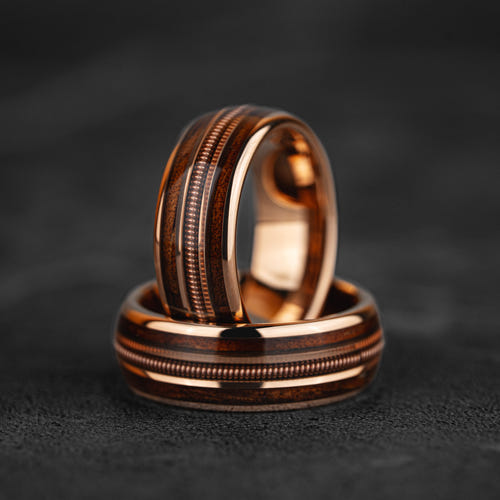 Sonata Forge - Light Rose Gold Tungsten Guitar String Ring