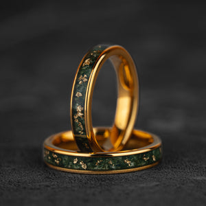 Emerald Linea – Jade & Gold Leaf 4mm Ring