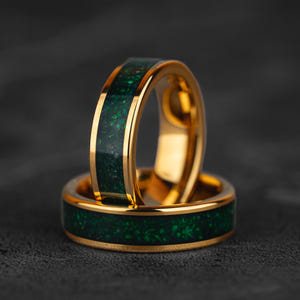 Verdant Crown – Jade & Gold Tungsten Ring