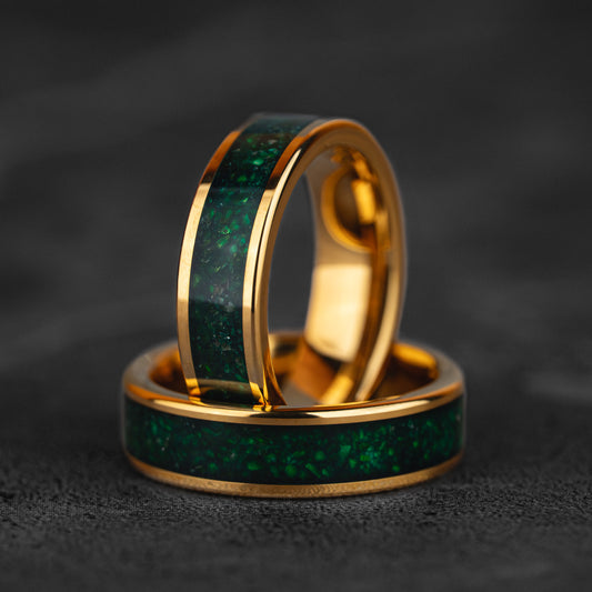 Verdant Crown – Jade & Gold Wolframring