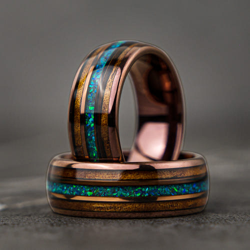Opalleon - Green Opal & Rosewood Men's Wedding Ring