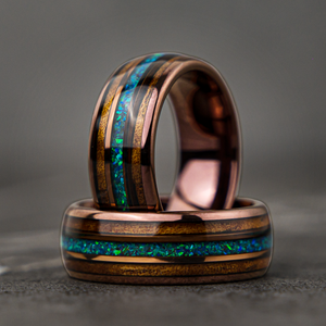 Opalleon - Green Opal & Rosewood Men's Wedding Ring