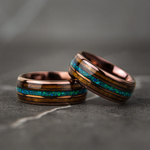 Opalleon - Green Opal & Rosewood Men's Wedding Ring