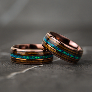 Opalleon - Green Opal & Rosewood Men's Wedding Ring