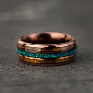 Opalleon - Green Opal & Rosewood Men's Wedding Ring