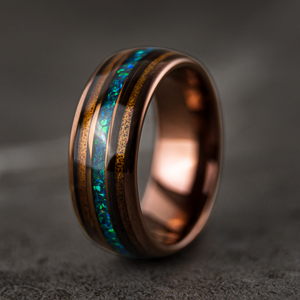 Opalleon - Green Opal & Rosewood Men's Wedding Ring
