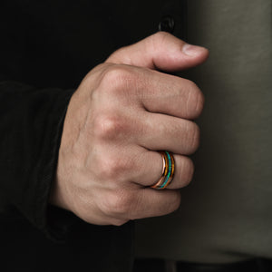 Opalleon - Green Opal & Rosewood Men's Wedding Ring