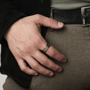 Opalleon - Green Opal & Rosewood Men's Wedding Ring