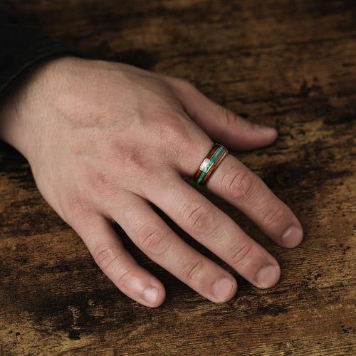 Opalleon - Green Opal & Rosewood Men's Wedding Ring
