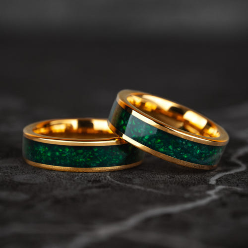 Verdant Crown – Jade & Gold Tungsten Ring
