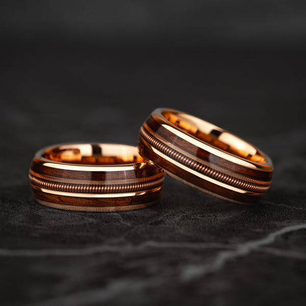 Sonata Forge - Light Rose Gold Tungsten Guitar String Ring