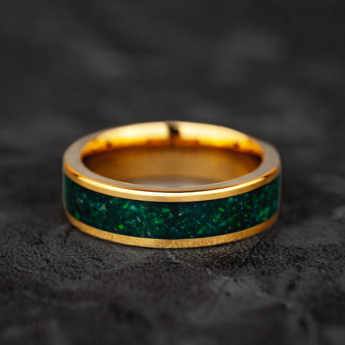 Verdant Crown – Jade & Gold Tungsten Ring
