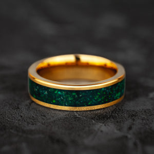 Verdant Crown – Jade & Gold Wolframring