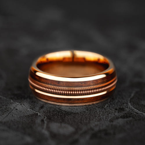 Sonata Forge - Light Rose Gold Tungsten Guitar String Ring