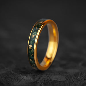 Emerald Linea – Jade & Gold Leaf 4mm Ring