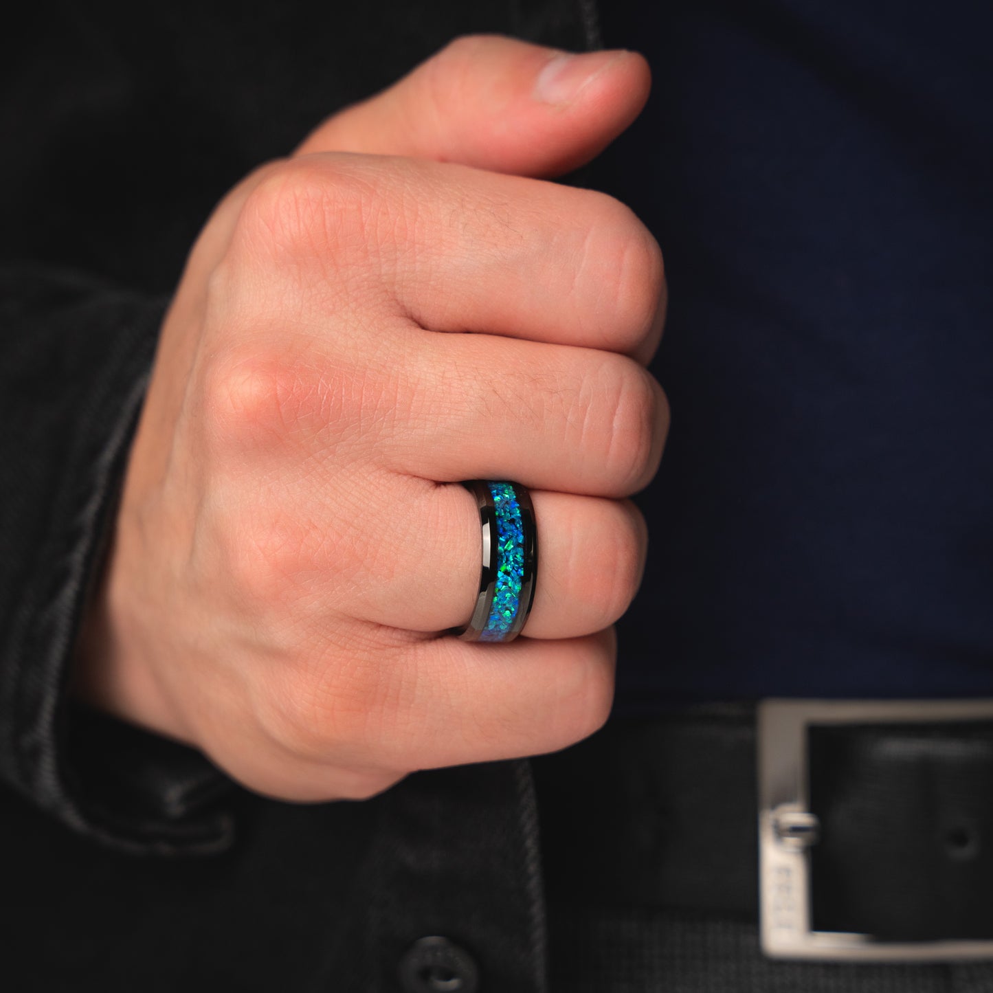 BLUE NOVA - Blue Opal Men's Wedding Band