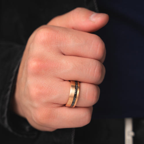 EMBERSTONE - Brushed Rose Gold Tungsten Wedding Band